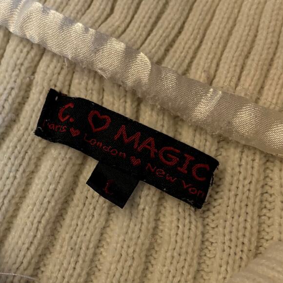 Y2k Fur Ribbed C Magic Zip Up Sweater - Picture 2 of 6